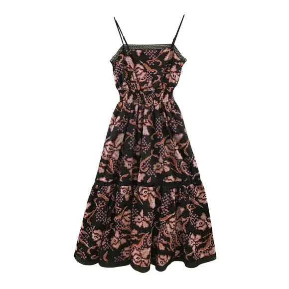 Anthropologie | Dresses | Anthropologie Embroidered Maxi Dress Floral Size  Xs | Poshmark